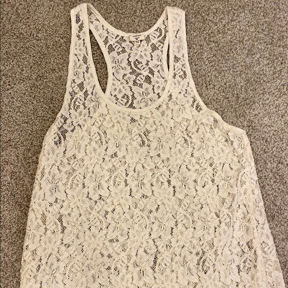 Ivory lace racer back long tank top